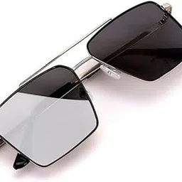 jayuka Rectangular Metal Unisex Silver Black Sunglasses with UV protection trendy sunglasses with lightweight comfort and fashion confidence-picture-50