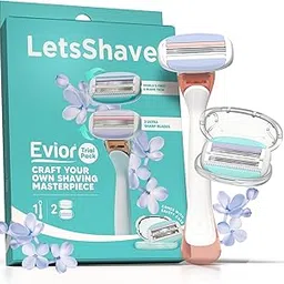 Letssshave Evior Trial Pack Razor for Women with All Our 2 Best Blades + 1 Handle, Pack of 3, Craft your own Shaving Masterpiece with Dual Moisture Bar & Micro Comb Guard Bar, Razor for full body-image-93