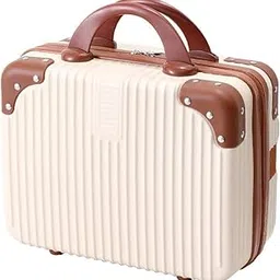 SUNBEET Mini Hard Shell Hard Travel Luggage Makeup Case Small Portable Carrying Case Suitcase Organizer Makeup Storage Box for Women (B-Cream..)-image-55