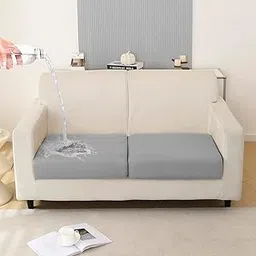 HOKIPO 100% Waterproof Stretchable Elastic 140gsm Sofa Cushion Seat Cover, 2-Piece Seat Cushion Cover, Light Grey (AR-5352-LGRY*2)-image-47