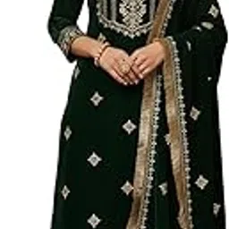 varanga Women’S Embroidered Velvet Kurta With Gota Patti Work, Complemented By Matching Trousers And Dupatta.-picture-54