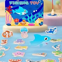 21Pcs Magnetic Fishing Game Wooden Montessori Counting Fishing Toys For Kids 3 4 5 Years Old Preschool Learning Toys Gifts For Toddlers Girls Boys (Fishing Tin)-picture-11