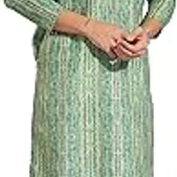 Printed Long Kurta Hand-Woven Khadi Kurta for Men – Traditional Ethnic Wear with Mandarin Collar and Full Sleeves, Comfortable & Stylish, 100% Cotton Fabric-image-4