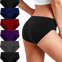ummiss Womens Underwear,Cotton Mid Waist No Muffin Top Full Coverage Brief Ladies Panties Lingerie Undergarments for Women Multipack-picture-50
