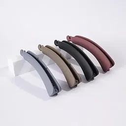 Adornish 4 Pcs Banana Hair Clips For Women Thin Hair,Strong Holder 4.3" Large Ponytail Matte Cute Banana Clip Hairs,No Slip Girl Ladies Fashionable Beauty Clamp Clasp Clip,Multi-picture-12