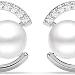 clara 925 Sterling Silver Zola Real Pearl Pendant Earrings Chain Necklace Jewellery Set | Platinum Plated, Swiss Zirconia |Gift for Women and Girls-picture-23