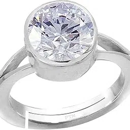 American Diamon/Zircon 5.25 Ratti or 5 Carat Astrological Certified Gemstone Pure Sterling Silver/925 bis Hallmark Adjustable Ring for Men & Women - fba3525-image-81