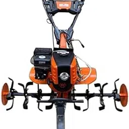 German Engine Professional Power Tiller, 8 HP Heavy-Duty Cultivator with 6-Feet Adjustable Blade, Orange and Black, Petrol-Powered, 5-Year Warranty-image-1