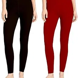 S R Collection Woolen Ankle Length Leggings for Women Winter Bottom Wear Combo (Pack of 2) Black,Maroon-picture-12