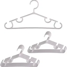 Kuber Industries Pack of 20 Plastic Hangers | Multi-Purpose Hangers for Trouser-Skirts-Coat-Dresses-Ties | Clothes Almirah Hangers for Wardrobe-Cabinets | 103 | White-picture-14