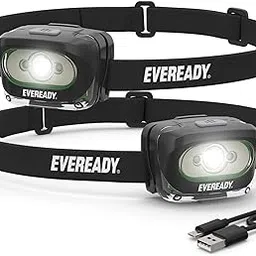 Rechargeable LED Headlamps by Eveready (2-Pack), IPX4 Water Resistant Head Lights for Running, Camping, Emergency, Outdoors (USB Cable Included),Black (2-Pack),Adjustable-picture-18
