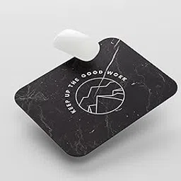 Keep Up The Good Work Marble-Textured Mouse Pad, Black and White | Computer Mouse Pad for Laptop | Smooth & Non-Slip Rubber Base Mousepad. image 1