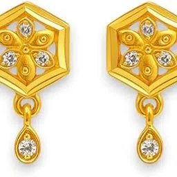 accessher Women's & Girls Traditional Gold Plated Floral Hexagon Drop Earrings Stylish American Diamond Dangle Earrings Elegant Accessories Jewellery For Gift-picture-17