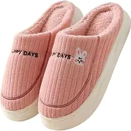 shoemusq Winter Warm Slippers for Men & Women | Soft Fluffy Furry Slides for Home & Bedroom | Anti-Slip Plush Indoor Slippers for Boys, Girls & Adults | Stylish Footwear (Pack of 1, Size-4- Pink)-picture-44