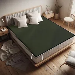 Protective Olive Green Mattress Cover with Corner Straps on Stylish Bed Frame, Offering Comfort, Durability, and Modern Bedroom Appeal-picture-31