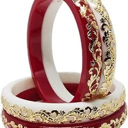 tanvi j Plastic Gold Plated Shakha Pola Bangle Set for Women-picture-14