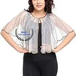 Women's Net Poncho Trendy Net Capes Poncho And Shrug For Girls Full Embroidery-image-95