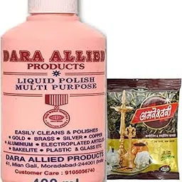 DARA Allied Polish Liquid for Metal Brass, Copper, Aluminium, Stainless Steel Polish for Home use 400ml each (Pack of 1)-image-0