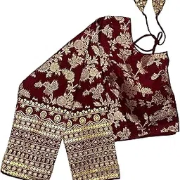 Women's Readymade Blouse with Golden Zari Embroidered Silk Blouse with Full Sleeves, Pack of 1-picture-10