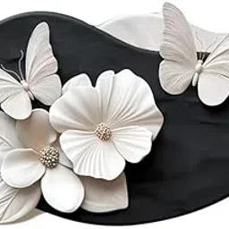 QUIRA 3D Floral Wall Art Decor, Black and White Butterfly Design, Modern Home Decorative Panel-picture-30