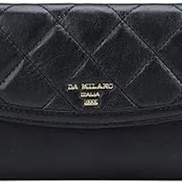 Flap Leather Wallet for Women - Black-image-7