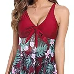 maiableau Two Piece Plus Size Tankini Swimsuits for Women Flowy Bathing Suits with Shorts Tummy Control Swimwear-picture-31