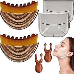 Lymphatic Contour Face Brush,4 Pcs Set of Two Brushes And Two Massage Heads,Facial Massage and Contouring, Brown Skin Care Tools for Puffiness Reduction, Travel-Friendly Face Massage Brush for Women-picture-44