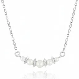 Elegant Pearl & CZ Necklace for Women | Stainless Steel Anti-Tarnish Chain | Everyday Wear Jewelry | Gift for Girls & Women|Hypoallergenic, Skin-friendly, and Built to Last Jewels-image-15