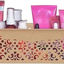 Velavie Multipurpose Medium Cosmetic Display Cases/Makeup and Beauty Organizer Basket for Cosmetics, Skincare, Makeup Brushes, Vanity, & Beauty Essentials- Set of 1, Beige-image-21