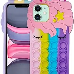 Case Creation Push Pop Unicorn Phone Case iPhone 12 for Girls,Bubble Fidget Mobile Toys Game case Stress Relief Reliever Series Soft Silicone Shockproof Protective Cover for Apple iPhone 12-picture-15
