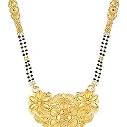 mansiyaorange Traditional Black Beads Long One Gram Gold Copper Alloy Multi Mangalsutra/Tanmaniya Vati/Nallapussalu For Women(30 INCH LONG)-picture-44