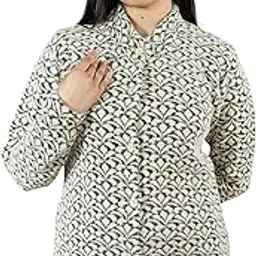 creative panther Women's Fan Pattern Knitted Cardigan, Long Sleeve Button-Down Sweater, Black and White Design-picture-23