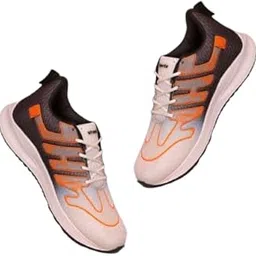 Stylish Athletic Running Shoes, Pink and Orange with Black Accents, Lace-Up Design, Comfortable Sports Sneakers image 1