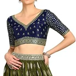 soch Womens Zari Embroidery Padded Silk Blend Half Sleeve Blouse with Sequins-picture-15