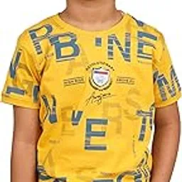 Boys Half Sleeve Cotton Polo Neck T-Shirt (5-6 Years) Yellow-image-11