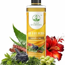 Just Ayurveda 18 Herbs Hair Oil, 210ml, for Hair Growth, Dandruff Control and Shine (Pack 1, 18 Herbs)-image-68