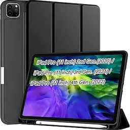 CEDO Smart Case iPad Pro 11 inch 2nd (2020)/ 3rd (2021)/ 4th (2022) Gen Tri-Fold Cover with 2 Viewing Angles Stand | Pencil Holder | Heat Dissipation Auto Wake-Up/Sleep Mode TPU Backcover (Black)-picture-14