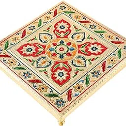 CHEADLE Handcrafted Multicolor Wooden Pooja Chowki – Traditional Decor for Home Temple & Puja Rituals (Multicolor, Pooja.chowki-12x12 inch)-picture-21