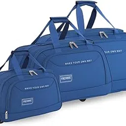 firehorse Durable PU 1000 Denim Duffle Bag with Smooth Zipper and Trolley Strap – Ideal for Travel and Gym | Set Of 3 | Teal | Size : 43/55/70L-picture-55