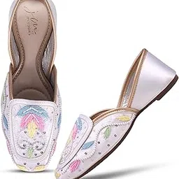 jm looks Women’s Embroidered Ethnic Jutti | Handcrafted Punjabi Mojari with Bead & Thread Detailing-picture-29
