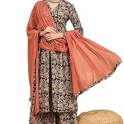 vbuyz Women'S Kalamkari Print Cotton Stitched Kurta Palazzo With Dupatta | Straight Kurta Pant Dupatta | Kurta Set with Dupatta for Women | Suit Set | Ethnic Set | Printed Kurta Set-picture-26