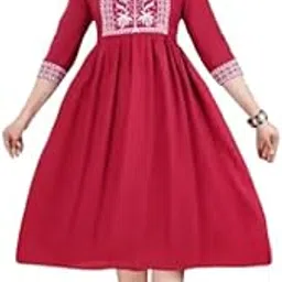 Women's Embroidered Empire Waist Midi Dress, Royal Blue, 3/4 Sleeves-picture-21