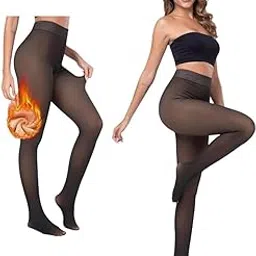 brachy Women Fleece Lined Tights Leggings High Waisted Thick Winter Woollen Seamless Fake Translucent Sheer Warm Pantyhose Elastic Thick Thermal-picture-37