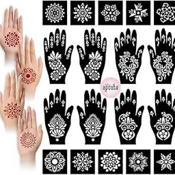 Apcute Temporary Mehndi Tattoo Mehndi stencils reusable Set of 18 pc Combo Pack Mehandi Stencils for Women, Girls And Kids, Easy To Use In Just 4 Steps-picture-20