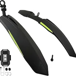 ABC Bicycle Front & Rear Mudguard with Reflective Tape and Iron Fitting + Cycle Helmet Light (Green)-picture-10