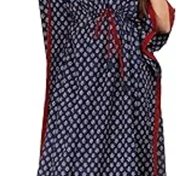 Women's Printed 100% Cotton Kaftan Navy Blue-picture-28