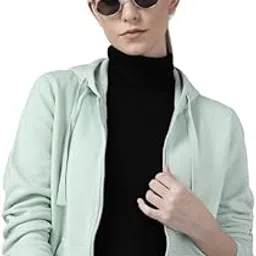 dogman Women's Cotton Fleece Regular Fit Hooded Neck Full Zipper Plain Hoodie-picture-12