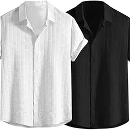 leriya fashion Men's Formal Button Down Shirt – Slim Fit Office Wear Shirt for Men | Textured Short Sleeve Polycotton | Business & Meeting Ready (Available in Plus Size and Combo Pack of 2)-picture-25