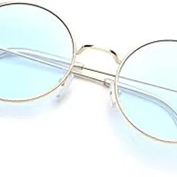 arzonai Round Mens & Women Sunglasses Silver Frame, Blue Lens (Medium) Pack of 1-picture-55