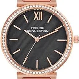 French Connection Mop Black Round Dial with Rosegold & Black Stainless Steel & Plastic Link Strap Watch - for Womens FCB15RGM-B-picture-18